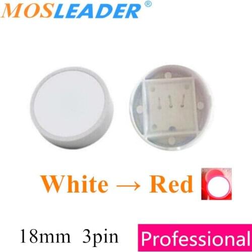 Mosleader 100pcs 18mm 3P Round Flat tube display White turn red Circle display 18x18 Indicator led For Game player led display