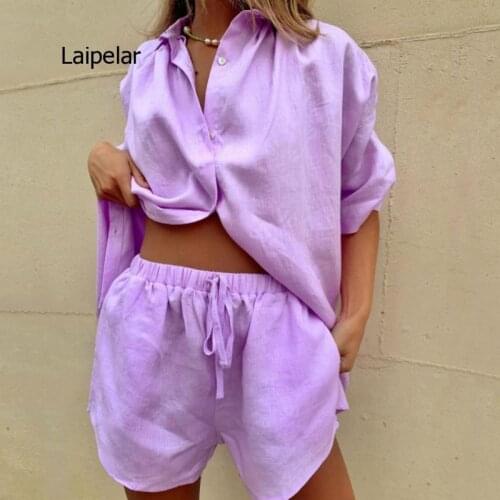 Summer Tracksuit Women 2021 Lounge Wear Shorts Set Short Sleeve Shirt Tops And Loose Mini Shorts Suit Two Piece Set