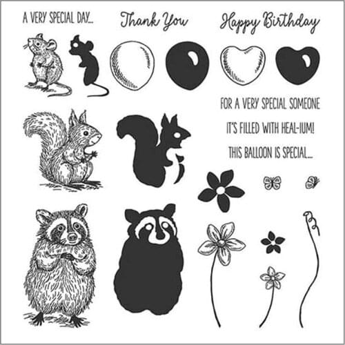 Squirrel and Raccoon Metal Cutting Dies And Clear Stamp Set For DIY Scrapbooking Photo Album Decoretive Embossing Stencial
