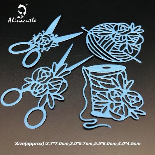 Metal Cutting Dies 4pc Sewing Kit Scissor DIY Scrapbooking Paper Craft Handmade Album Card Punch Art Die Cut