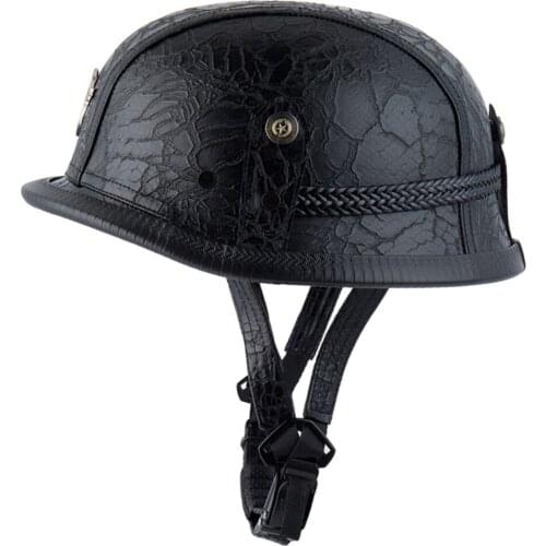 Motorcycle Helmet German Leather Vintage Casco Moto Motorcycle Open Face Retro Half Helmet Шлем Accesoire Moto Motorradhelm