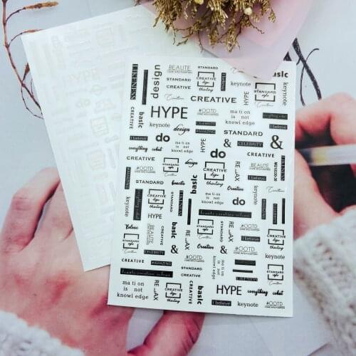 Fashion New Arrival 3d DIY Nail Stcikers English Words Patterns Women Girls' Fingernail Decals Light Traceless Nail Art Manicure