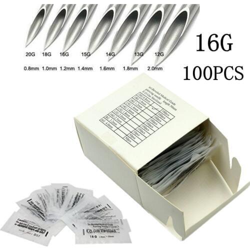 Recommend!!!100PCS Piercing Needles Surgical Steel 12G Disposable Body Piercing Needles E.O.Gas Sterilized Permanent Makeup Tat