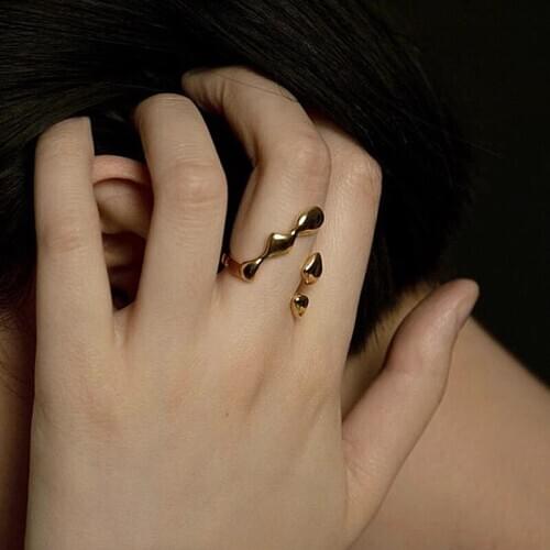 Retro Irregular Ring Female Opening Adjustable Geometric Personality Fashion Trendy Trigeminal Ring Index Finger Ring Bracelet