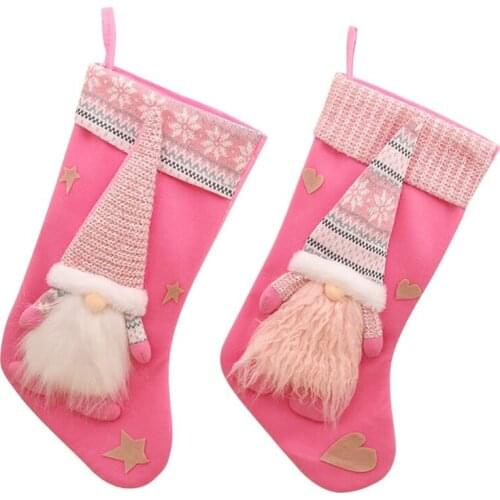 2 Pcs Christmas Stockings, Xmas Stockings Decorations, Santa Claus Gift Candy Bag for Holiday Party Home Decoration