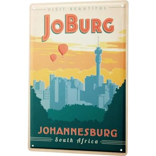 SINCE 2004 Tin Sign Metal Plate Decorative Sign Home Decor Plaques Deco City Johannesburg, South Africa Skyline JoBurg 8X12