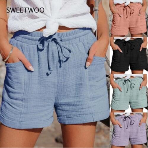 Women Summer Shorts Loose Wide-Leg Harajuku Casual All-Match Large Size Shorts Women Summer Elastic Waist Short Pants Pantalones