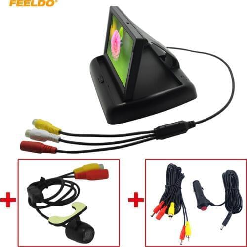 FEELDO 4.3" Foldable TFT LCD Car Rearview Monitor With Reversing Backup Camera Cigarette Lighter Optional #AM1535