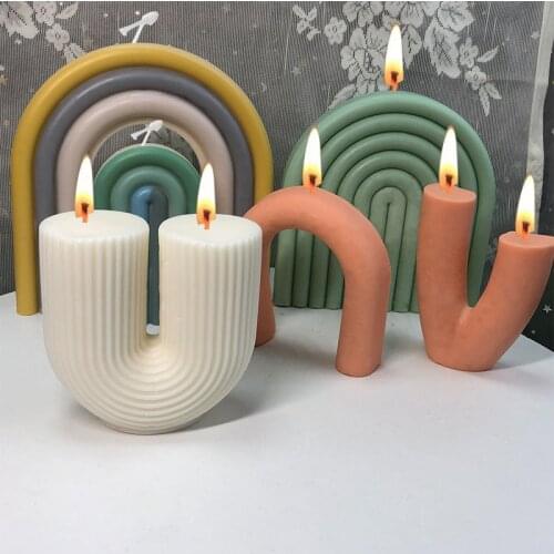 Modern Elegant Stylish U-shaped Candle Silicone Mold Twisted Line Columnar Candle Design Nordic Space Decoration Ornaments