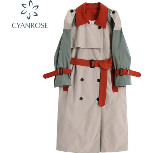 2020 Autumn Long Sleeve Women Trench Coat Fashion Double Breasted Casual Women Slim Belt Cloak Windbreakers Long Coat Female