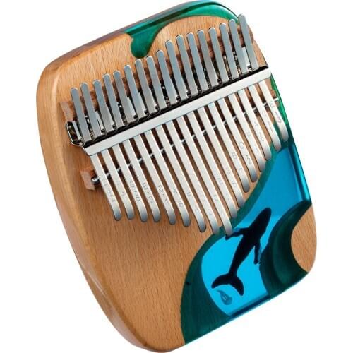 Solid Beech Epoxy Resin Portable Kalimba Mbira Sanza With Tuning Hammer Keyboard Musical Instrument Kalimba 17 Key Thumb Piano