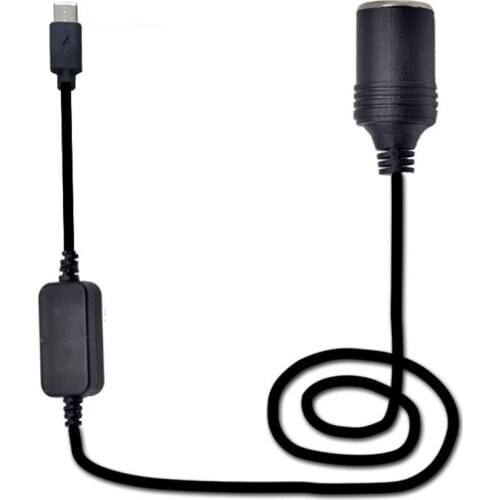 USB C PD Type C Male to 12V Car Cigarette Lighter Socket Female Step Up Cable for Driving Recorder GPS E-Dog Car Fan