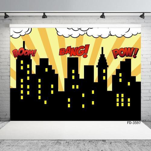 Comics Superhero Boys Birthday Party Banner Vinyl Photography Backdrops Decoration Children Baby Photo Background Photocall Prop