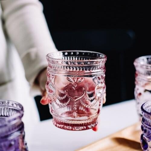 NEWYEARNEW 1piece Colorful Vintage Glass Relief Milk Cup Mug Fashion Birthday Wedding Gifts Bathroom Tumblers Tooth Washing Cup