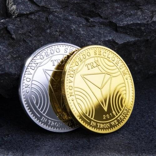 Non-currency TRX Coins Virtual Metal Commemorative Coins TRX Coins Bitcoin Commemorative Coins Gift Drop Shipping