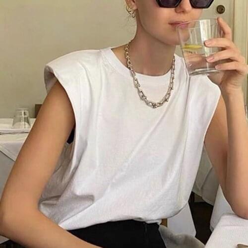 Missnight Woman Tshirt O Neck Sleeveless Solid Color T Shirt Casual Shirt Plus Size Streetwear S-4XL