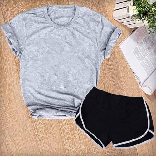 New Brand Woman T-Shirt Set O Neck Solid Color Short Sleeve Versatile Comfortable High Street Tees Tops and Shorts