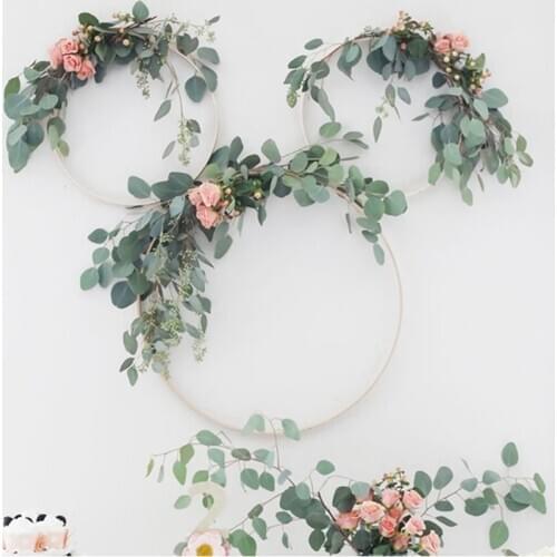 Gold Metal Ring Hoop Wreath Garland Floral Wreath Handmade Flowers Metal Hoop Wedding Birthday Baby Shower Decor 10 to 40CM