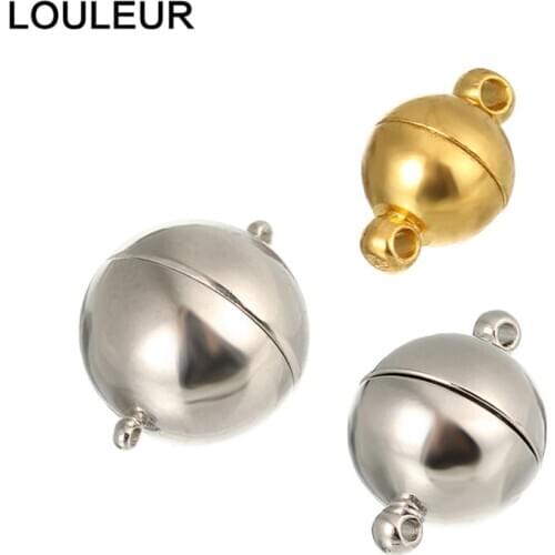 10sets/lot Ball Shape Round Strong Magnetic Clasps for Bracelets Fit 6 8 10 12 14 16mm Rhodium End Clasps For Jewelry Making