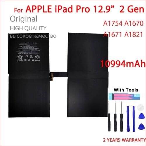 100% Genuine A1670 A1671 A1754 Battery For Apple iPad Pro 2nd 12.9'' 13000mAh Tablet High Quality Batteries With Tools