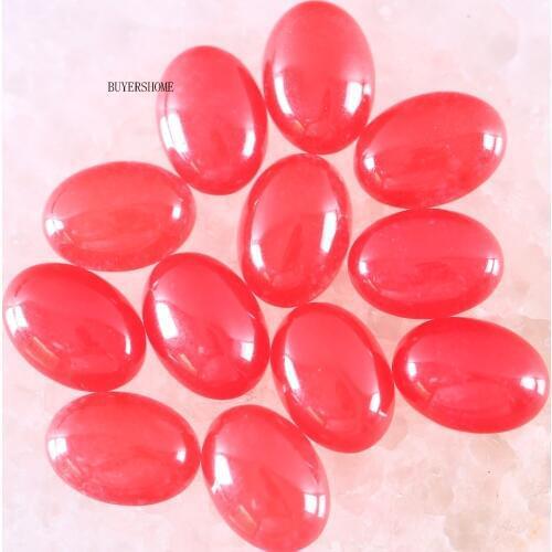18x13MM&16x12MM CAB Cabochon Oval Natural Stone Bead Red Jades For Jewelry Making Necklace Pendant Bracelet Earrings 10Pcs K1597