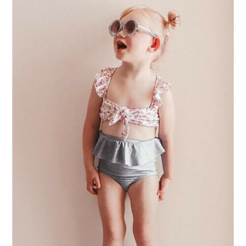 2Pcs Toddler Baby Girl Leopard Swimwear Bathing Suit Bikini Outfits Swimsuit Bowknot Bikini Set Bathing Suit Brazilian Swimsuit