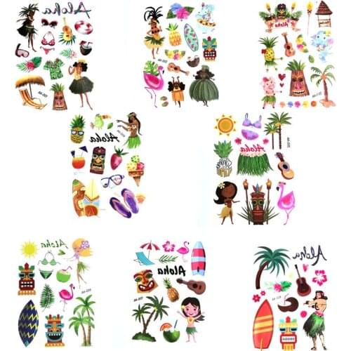 20PCS Cartoon Hawaii Party Temporary Tattoo Sticker For Kid Children Fake Hand Tattoo Kids Tattoo Sticker