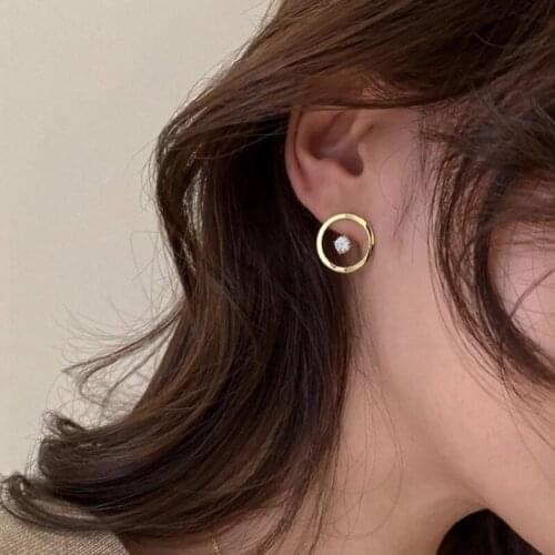 2020 New Fashion Womens Earrings Delicate Zircon Single Geometry Round Earrings For Women Party Girl Jewelry Gifts Wholesale
