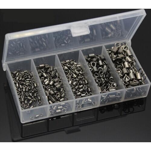 250pcs Ball Bearing Swivel Solid Ring Fishing Connector 8-shaped Ring Barrel Rolling Swivel Lure Fishing Sea Fishing accessories