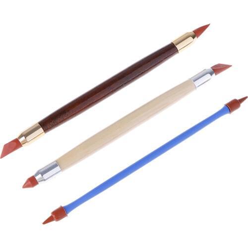 3Pcs/lot Silicon Rubber Shaper Pen Double-head Pottery Clay Sculpture Tools Pottery Ceramics Carving Modeling Shaping Tool