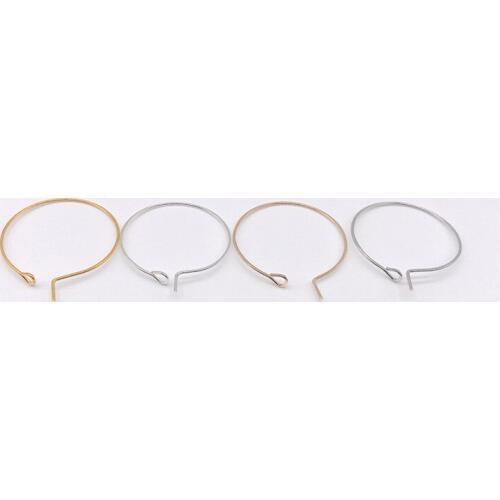 30pcs/lot 20 25 30 35mm Hoops Earring Findings KC Gold Big Circle Ear Wire Hoops Earrings Wires For DIY Jewelry Making Supplies