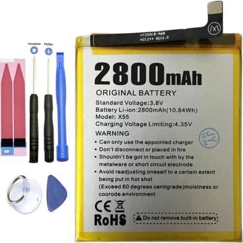 ISUNOO 2800mAh Mobile Phone Battery For DOOGEE X 55 X55 With Tools
