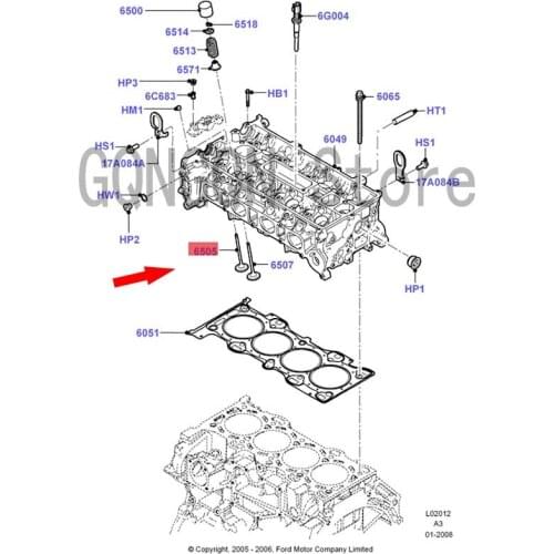 CAR Exhaust Valve 2000-2008For dMo nd eoG ala xyF ies taF ig oMe tro st ar Engine Inlet and Exhaust Valve Oil Seal Valve Stem