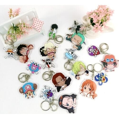 Keychain Japan Anime One Piece HD Key Chain Acrylic Fans Key Holder Couple Keyring Roronoa Zoro Key Ring Pendant Zinc Alloy