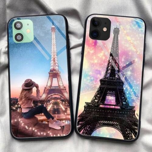 Paris Eiffel Tower Phone Case Tempered Glass For iPhone 11 Pro XR XS MAX 8 X 7 6S 6 Plus SE 2020 12 Pro Max Mini case
