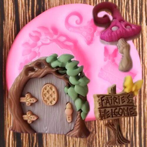 Fairy Door Cake Border Silicone Mold Baby Birthday Cupcake Topper Fondant Cake Decorating Tools Candy Chocolate Gumpaste Molds