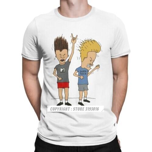 Mens Beavis Butthead Rock Tshirts Mens Extended Tshirt Comic Punk Camisas Hombre Hip Hop Hipster Christmas Tee Shirt