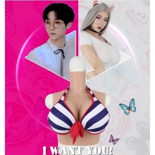 Transgender Crossdresser Artificial Silicone Fake Breast Forms H Cup Realistic Crossdressing False Boobs Men Bodysuit Sexy New