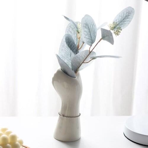 Ceramics Vase Art Body Decor Vase Home Decor Dried Flowers Hand-Shaped Flower Pot Modern Home Living Room Ornament