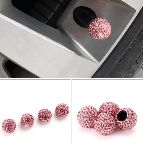 4Pcs/set New Crystal Car Tire Valve Caps Diamond Shining Dust-proof Wheel Caps Vehicle Bling Car Charms Decor Auto Accessories