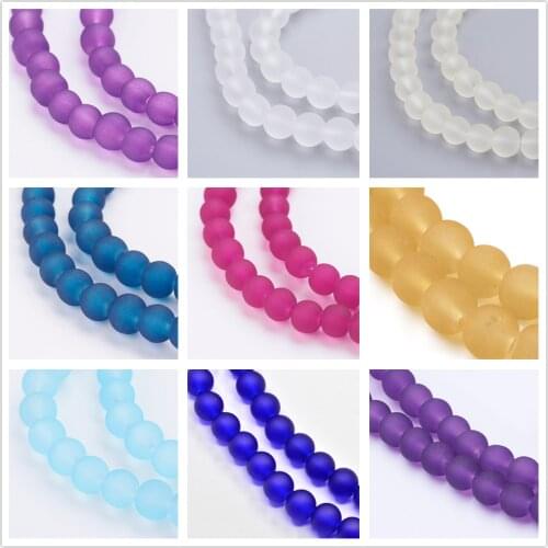 20 Strand Frosted Transparent Glass Round Bead 4mm 6mm 8mm 10mm Strands for Beading Jewelry Making DIY Bracelet Necklace