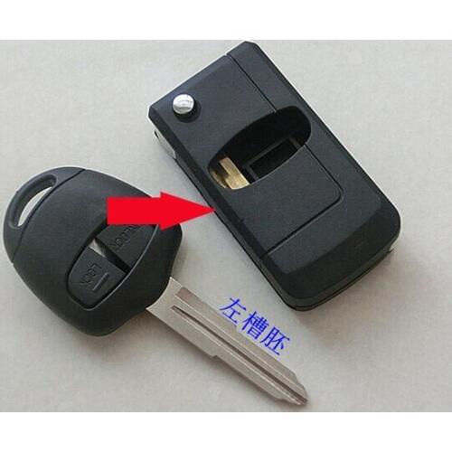 2 Buttons Modified Flip Folding Remote Key Shell Case For Mitsubishi Outlander Grandis With Left Key Blade 2PCS/lot