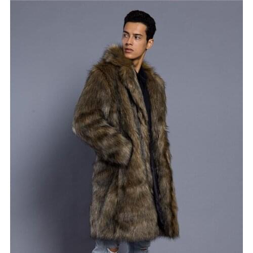 2020 Autumn winter Fashion mens faux fur coat autumn and clothes long windbreaker mink jacket fur integrated windbreaker