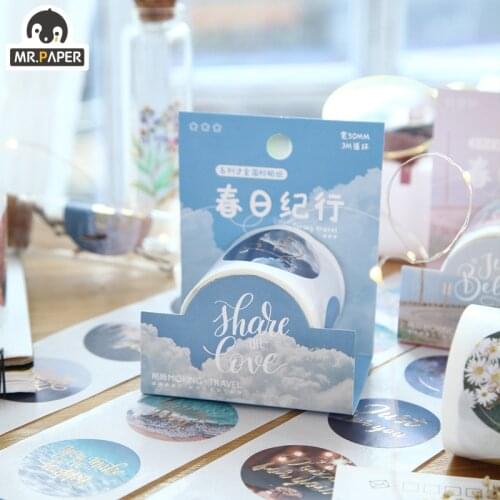 Mr.Paper 8 Design 1 Roll Of Ins Wind Spring Travel Series Gift Sealing Creative Paper Tape Decoration Hand Account DIY Material