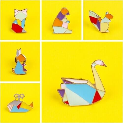 Cartoon Abstract Art badges On Backpack Cute Animal Funny Brooches Fox Squirrel Whale Badge