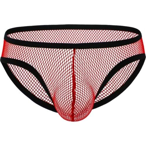 Sexy Gay Underwear Men Transparent Mesh Briefs Shorts Man Breathable Low Waist U Convex Pouch cueca calzoncillo S-XL