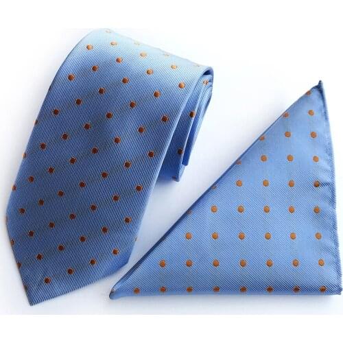 8cm Mens Ties Set Fashion Dot Spot Silk Necktie with Pocket Square