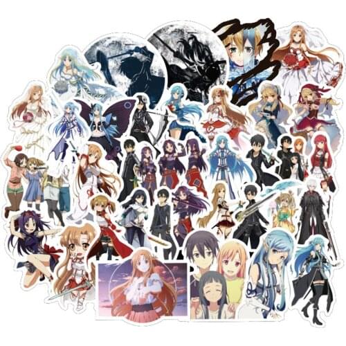 50Pcs Anime Girl Stickers Sword Art Online Scrapbooking Stickers Adhesive Sticker Asna Kirito Sticker For Phone Diary Laptop F4