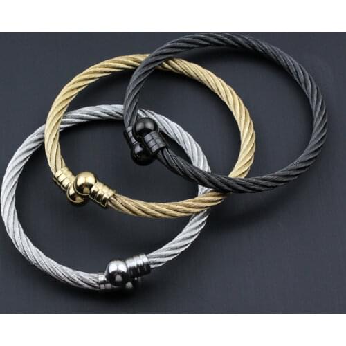 Stainless steel bracelet male European and American Bracelet metal titanium steel open stainless steel bracelet female Bracelet