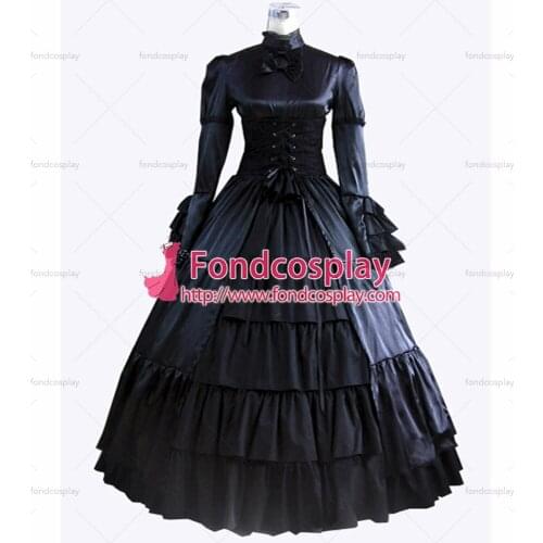 Gothic Lolita Punk Medieval Gown Black Ball Long Evening Dress Jacket Tailor-made[CK1373]